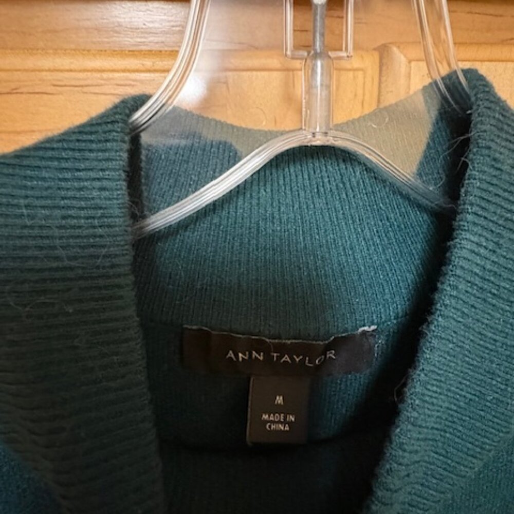 Ann Taylor Pleated Sweater Dress | Teal Green | Size Medium - Picture 4 of 4